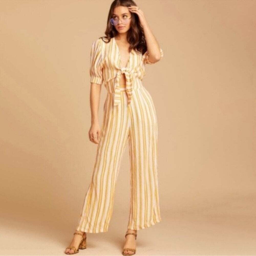 Faithfull The Brand Matese Yellow Stripe Jumpsuit Size 2 / xs